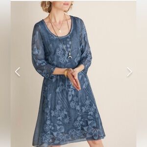 Soft Surroundings Blue Long Sleeve Dress
